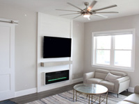 Local Custom wood furniture and cabinetry Fireplace Mantel Shiplap Wall